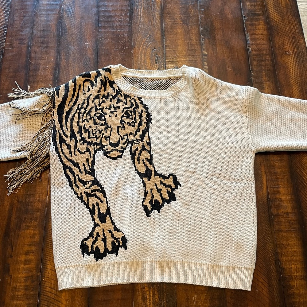 Cheetah Fringe Sweater